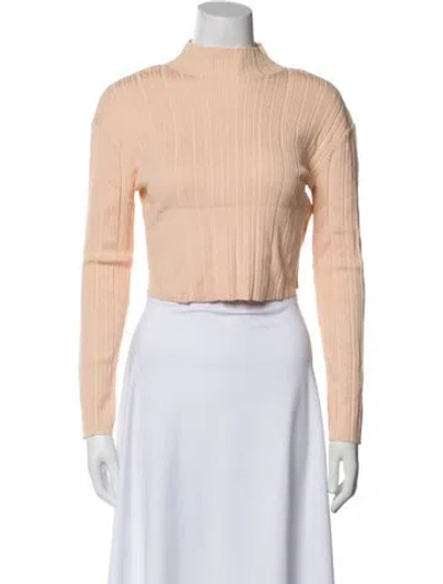 Pre-owned Maje Mock Neck Long Sleeve Crop Top In Pink