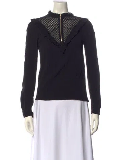 Pre-owned Maje Mock Neck Long Sleeve Sweatshirt In Black