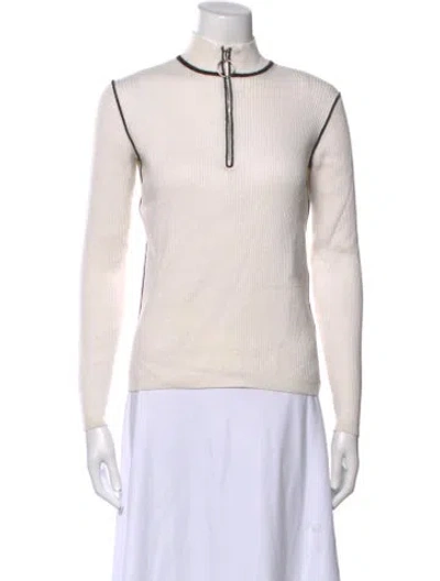 Pre-owned Maje Mock Neck Long Sleeve Sweatshirt In White