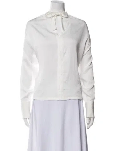 Pre-owned Maje Mock Neck Long Sleeve Sweatshirt In White