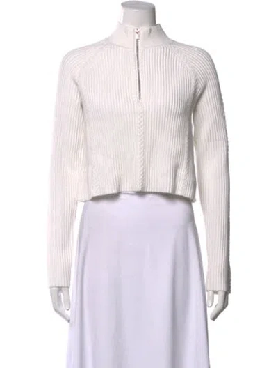 Pre-owned Maje Mock Neck Long Sleeve Sweatshirt In White
