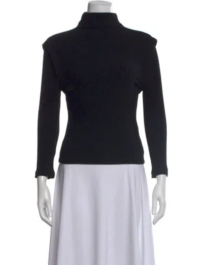 Pre-owned Maje Mock Neck Long Sleeve Top In Black