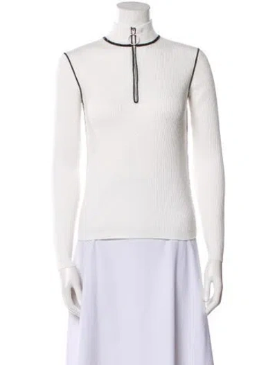 Pre-owned Maje Mock Neck Long Sleeve Top In White