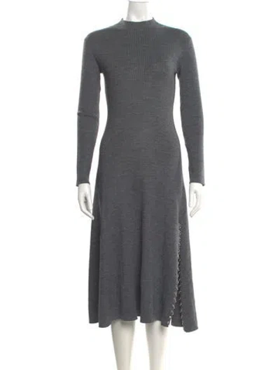 Pre-owned Maje Mock Neck Midi Length Dress In Gray