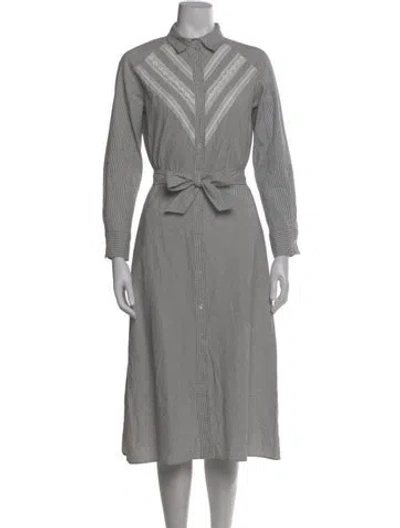Pre-owned Maje Mock Neck Midi Length Dress In Gray