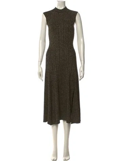 Pre-owned Maje Mock Neck Midi Length Dress In Multi