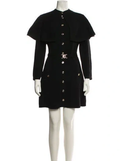 Pre-owned Maje Mock Neck Mini Dress In Black