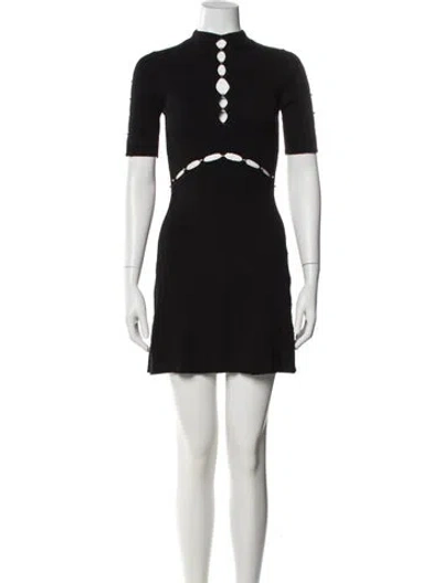 Pre-owned Maje Mock Neck Mini Dress In Black