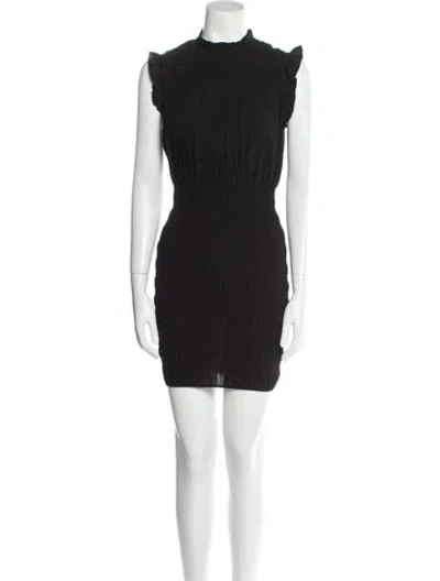 Pre-owned Maje Mock Neck Mini Dress In Black