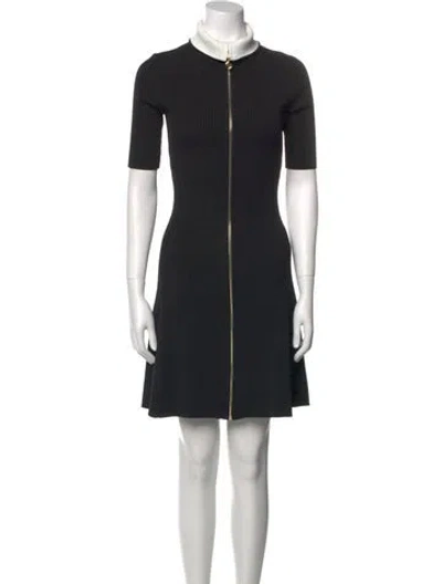 Pre-owned Maje Mock Neck Mini Dress In Black