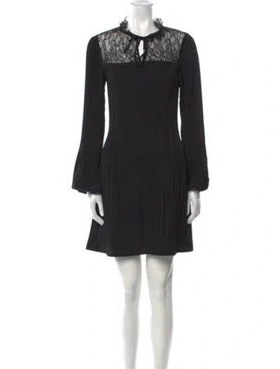 Pre-owned Maje Mock Neck Mini Dress In Black