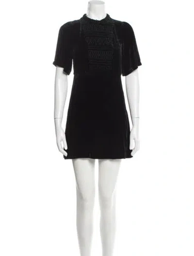 Pre-owned Maje Mock Neck Mini Dress In Black