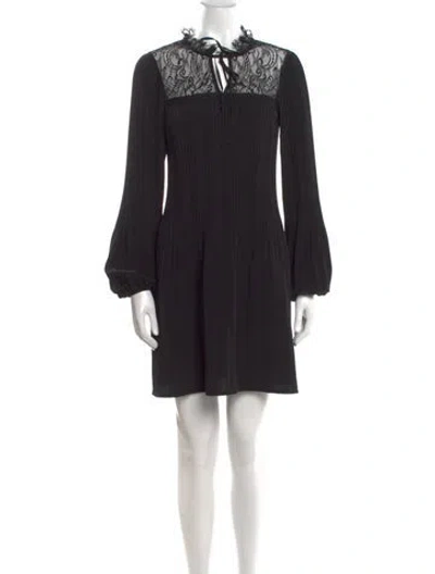 Pre-owned Maje Mock Neck Mini Dress In Black
