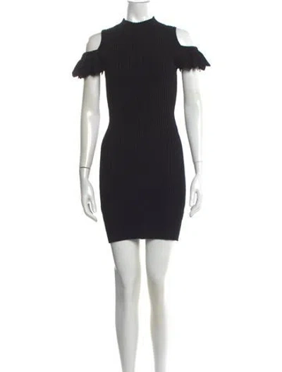 Pre-owned Maje Mock Neck Mini Dress In Black