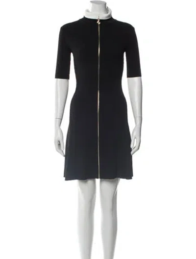 Pre-owned Maje Mock Neck Mini Dress In Black