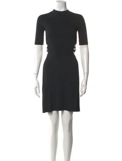 Pre-owned Maje Mock Neck Mini Dress In Black