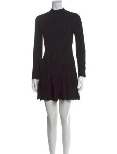 Pre-owned Maje Mock Neck Mini Dress In Black