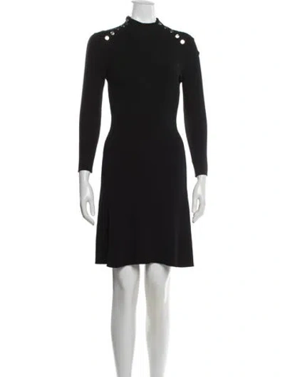 Pre-owned Maje Mock Neck Mini Dress In Black