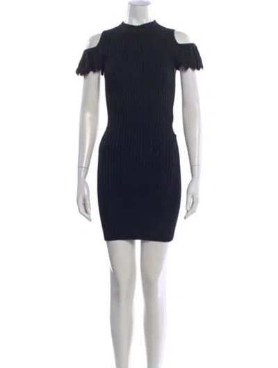 Pre-owned Maje Mock Neck Mini Dress In Black