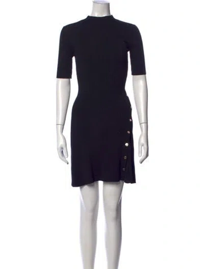 Pre-owned Maje Mock Neck Mini Dress In Black