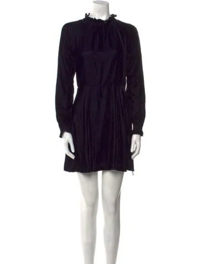 Pre-owned Maje Mock Neck Mini Dress In Blue