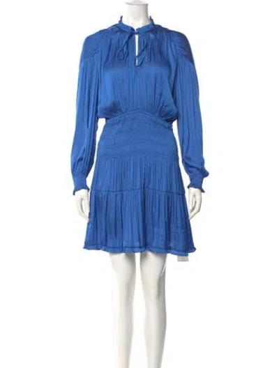 Pre-owned Maje Mock Neck Mini Dress In Blue