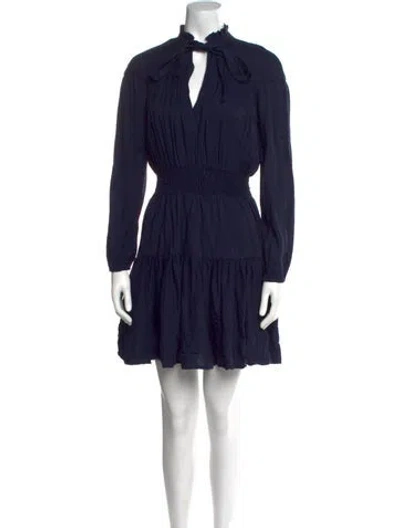Pre-owned Maje Mock Neck Mini Dress In Blue