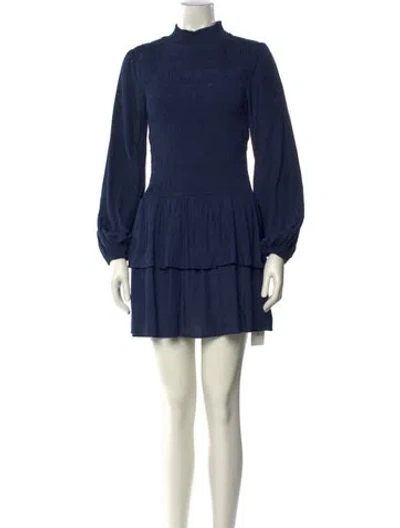 Pre-owned Maje Mock Neck Mini Dress In Blue