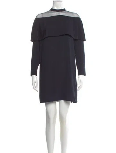 Pre-owned Maje Mock Neck Mini Dress In Blue