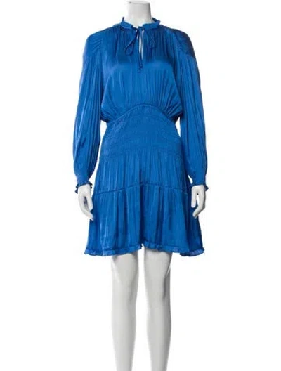 Pre-owned Maje Mock Neck Mini Dress In Blue