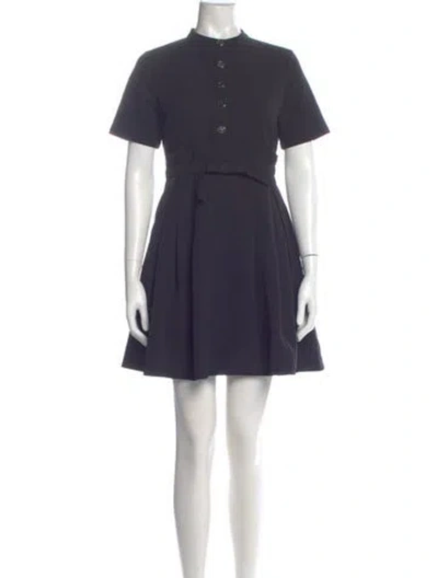 Pre-owned Maje Mock Neck Mini Dress In Blue