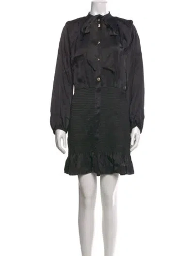 Pre-owned Maje Mock Neck Mini Dress In Gray