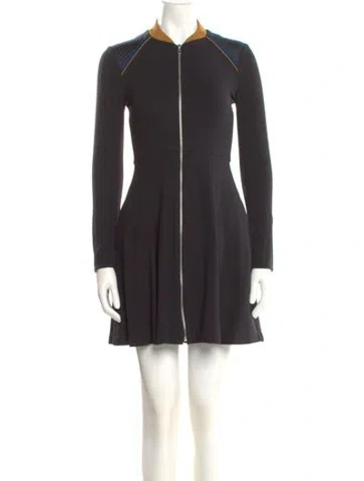Pre-owned Maje Mock Neck Mini Dress In Gray
