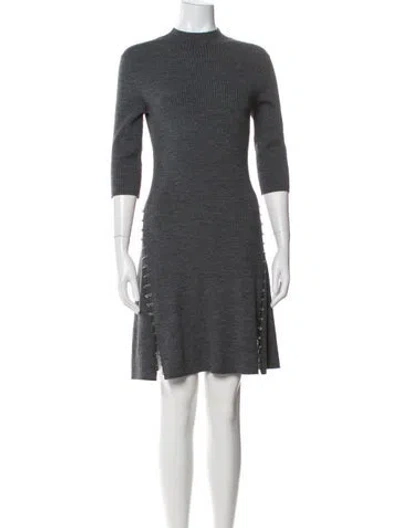 Pre-owned Maje Mock Neck Mini Dress In Gray