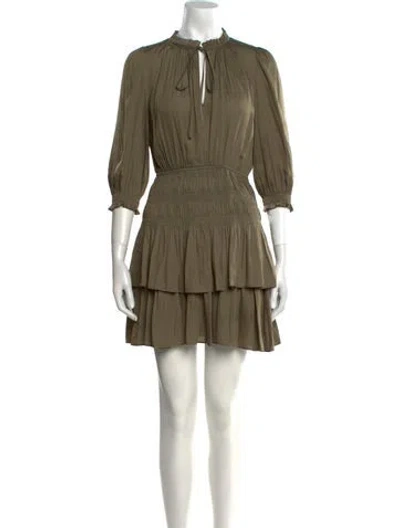 Pre-owned Maje Mock Neck Mini Dress In Green