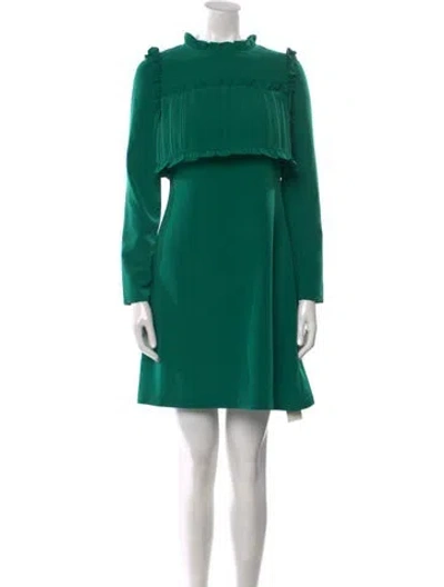 Pre-owned Maje Mock Neck Mini Dress In Green