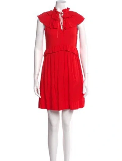 Pre-owned Maje Mock Neck Mini Dress In Red