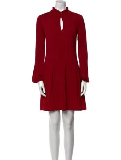 Pre-owned Maje Mock Neck Mini Dress In Red