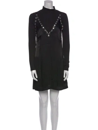 Pre-owned Maje Mock Neck Mini Dress W/ Tags In Black