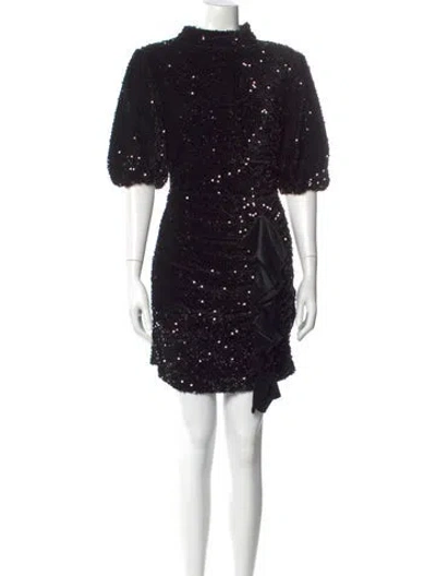 Pre-owned Maje Mock Neck Mini Dress W/ Tags In Black