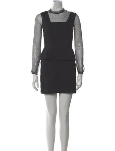 Pre-owned Maje Mock Neck Mini Dress W/ Tags In Gray