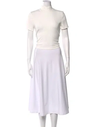 Pre-owned Maje Mock Neck Short Sleeve Top W/ Tags In White