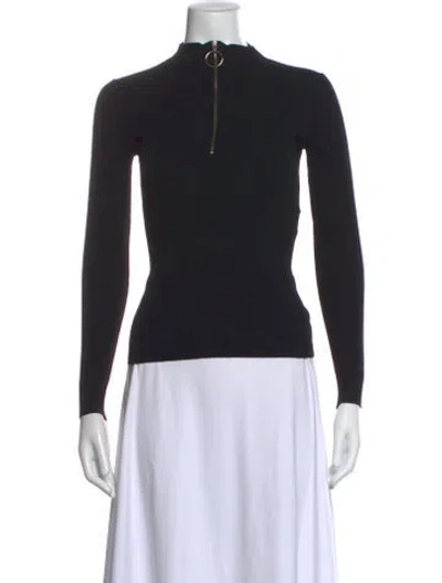 Pre-owned Maje Mock Neck Sweater In Black