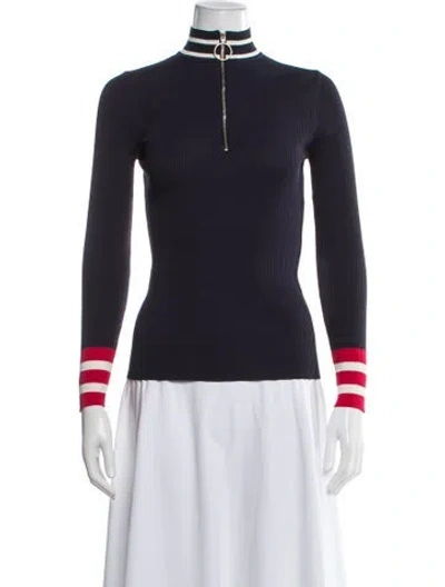 Pre-owned Maje Mock Neck Sweater In Blue