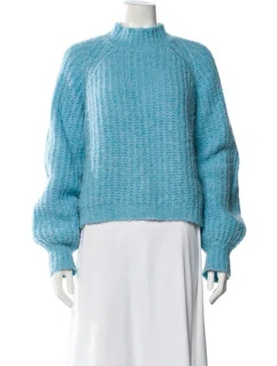 Pre-owned Maje Mock Neck Sweater In Blue