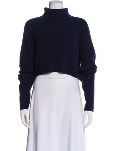 Pre-owned Maje Mock Neck Sweater In Blue