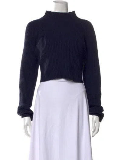 Pre-owned Maje Mock Neck Sweater In Blue