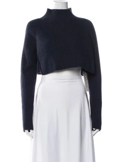 Pre-owned Maje Mock Neck Sweater In Blue