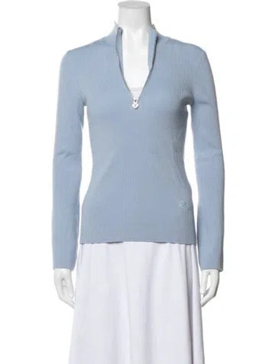 Pre-owned Maje Mock Neck Sweater In Blue