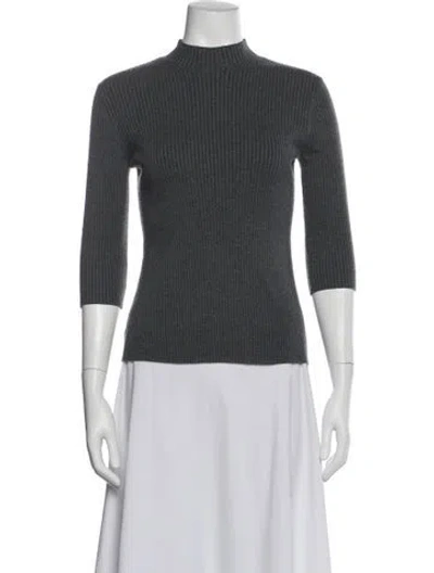 Pre-owned Maje Mock Neck Sweater In Gray